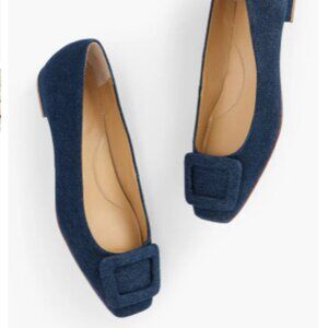 Talbots Sutton Buckle Flat in Denim - Sz 8